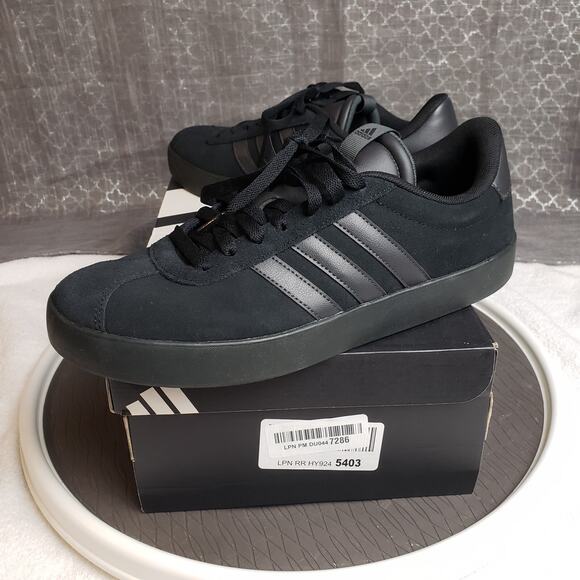 Adidas VL Court 3.0 Mens 10.5 Black Suede Streetwear Skatercore Y2K Casualwear - Picture 3 of 10